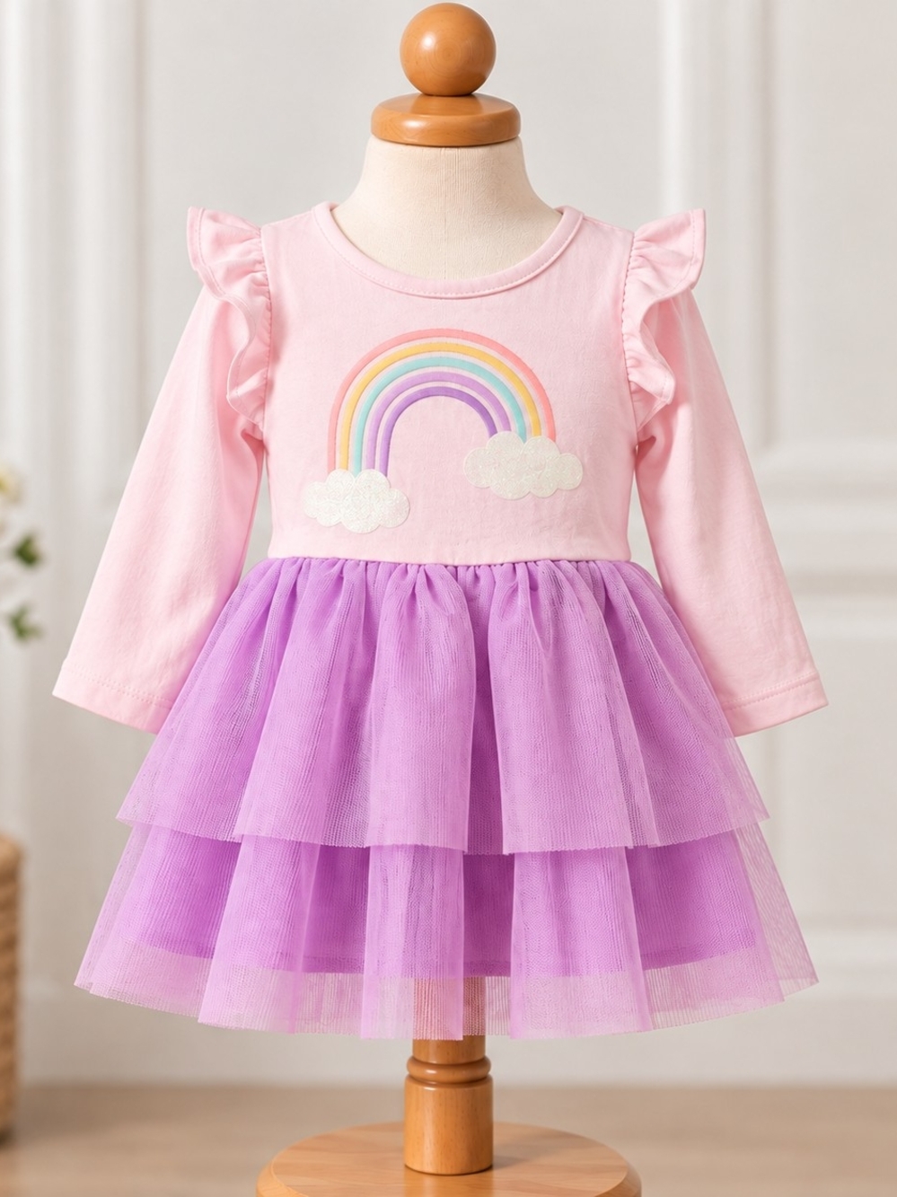 Cat & Jack Baby Girls Rainbow Tulle Tutu Dress 12M Pink Purple